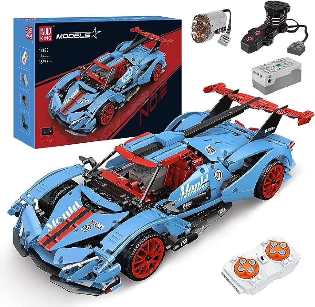 Конструктор Mould King 13156 синий Технический MOC Apollo IE Super Racing Car 1669 деталей - фото 12