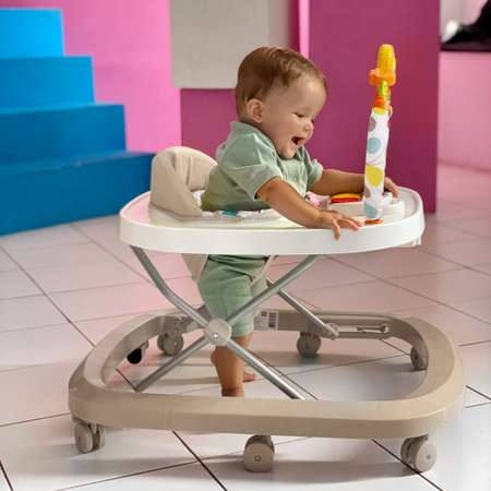 Ходунки детские AmaroBaby с электронной игровой панелью Walking Baby BEIGE бежевый