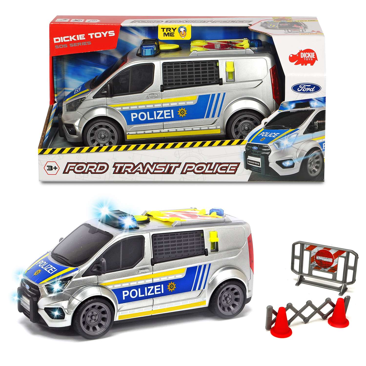 Машинка DICKIE Полицеский минивэн Ford Transit 28 см свет звук 3715013 #3715013 - фото 4