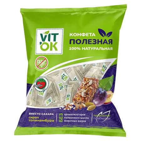 Конфеты VITok Чернослив и семечки злаковые неглазированные с топинамбуром без сахара 150 г.