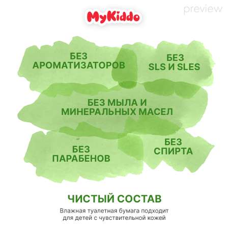 Влажные салфетки MyKiddo Детские с пантенолом 4 упаковки по 96 штук