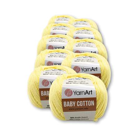 Пряжа для вязания YarnArt Baby Cotton 50гр 165 м хлопок акрил детская 10 мотков 431 пыльно-желтый