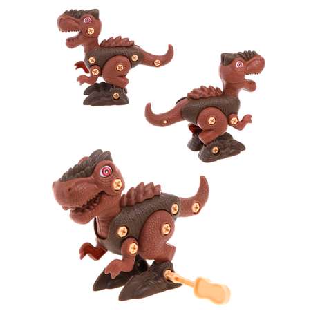 Конструктор-скрутка Наша Игрушка для малышей с отверткой коричневый динозавр