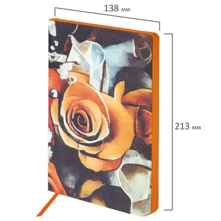 Ежедневник Brauberg недатированный А5 под кожу гибкий 136 листов Rose flower