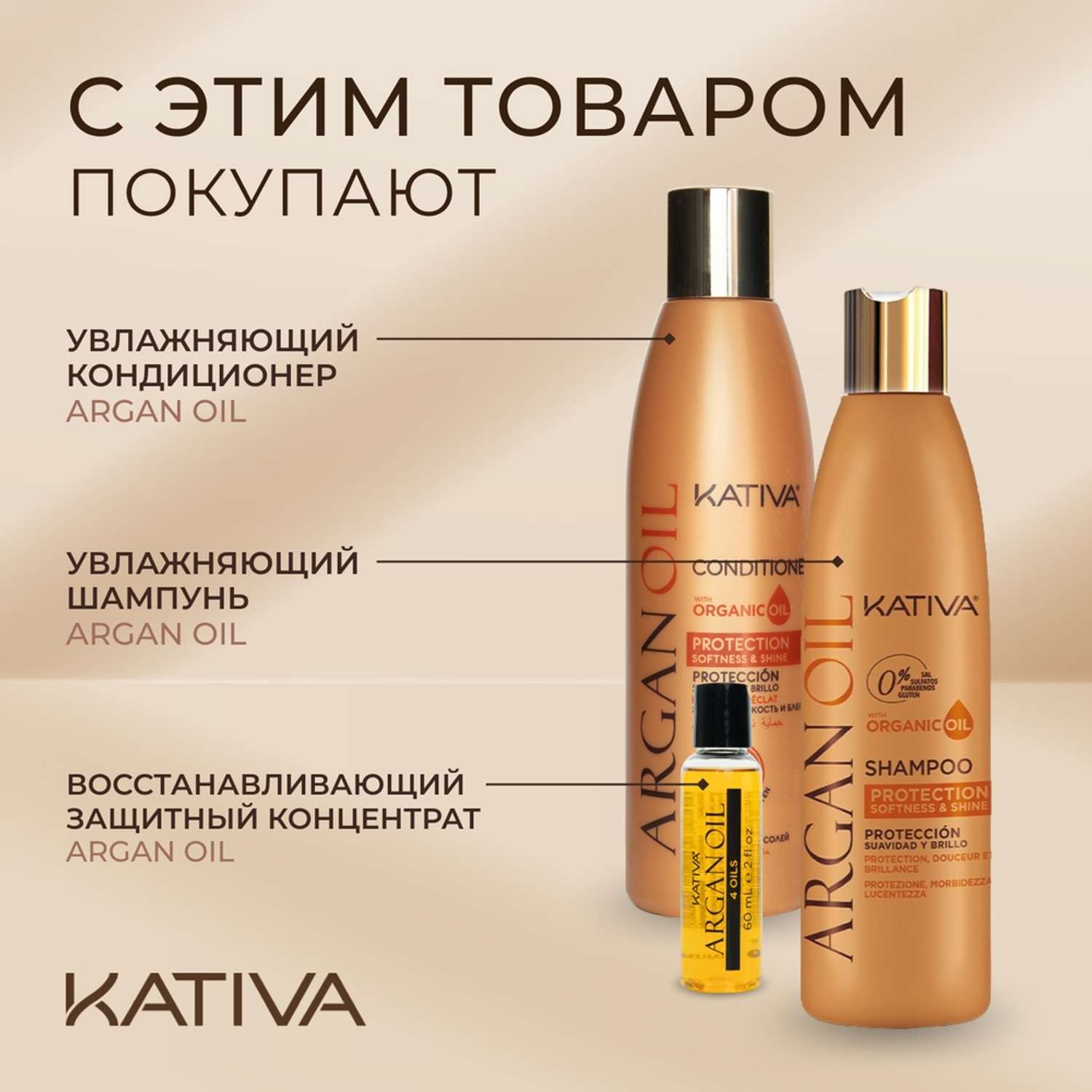 Увлажняющая маска для волос Kativa с маслом Арганы ARGAN OIL 500мл - фото 4