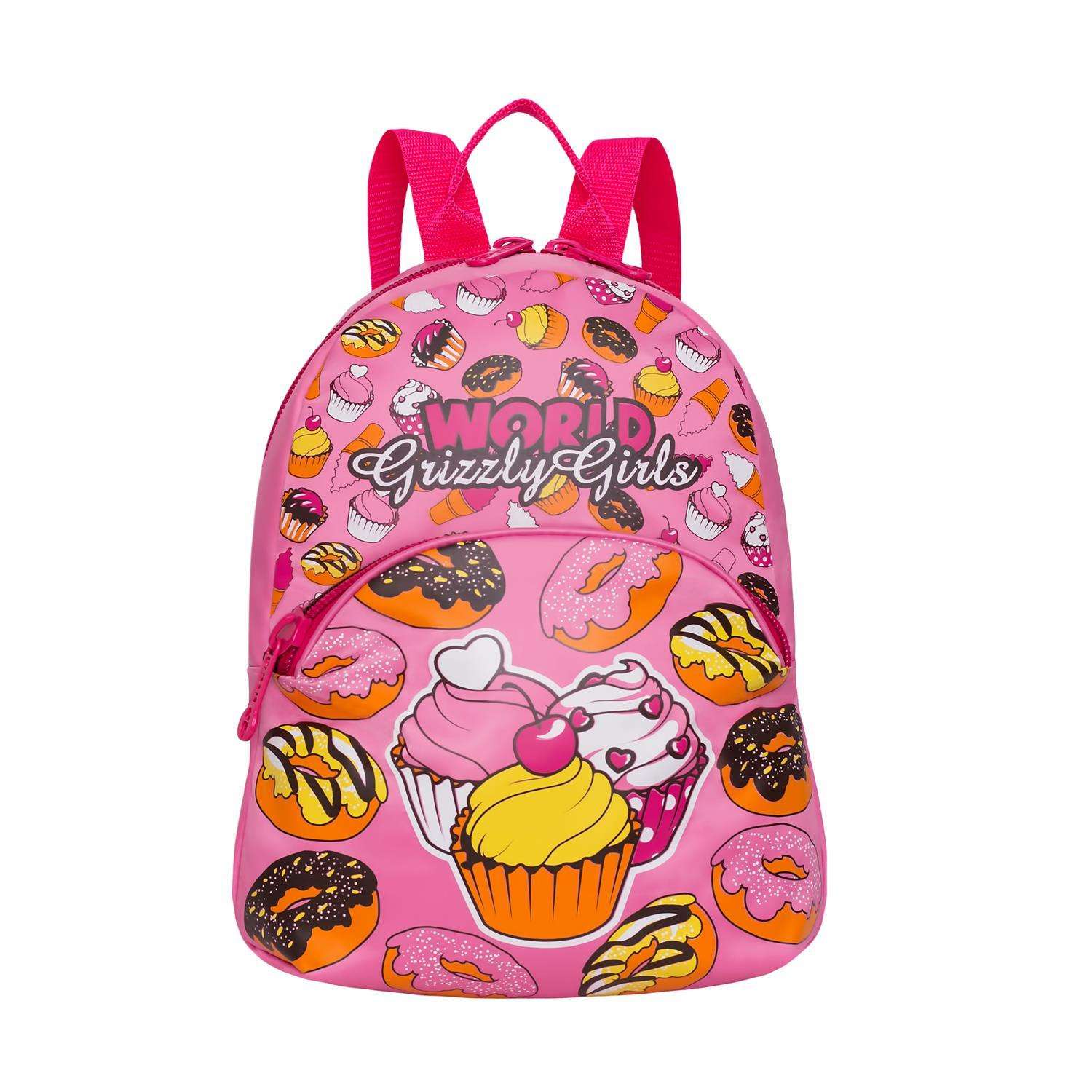 Рюкзак Grizzly для девочки Пирожные на розовом - фото 1