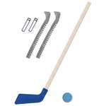 Набор для хоккея Задира Клюшка хоккейная детская синяя 80 см + шайба + Чехлы для коньков серые