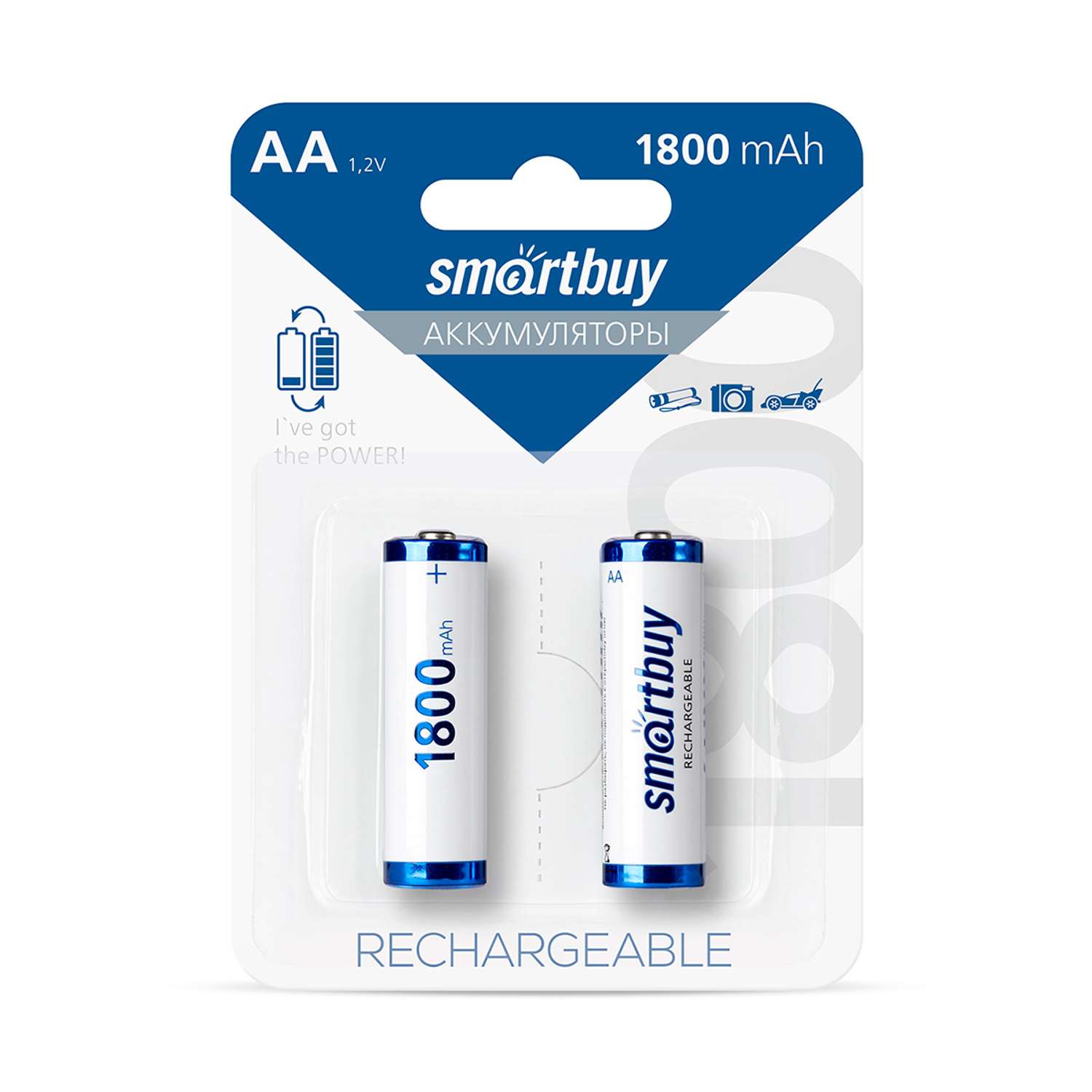 Аккумулятор Smartbuy NiMh 1800 mAh R6 - 2 шт. в упаковке - фото 1