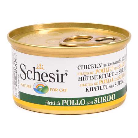 Корм влажный для кошек Schesir 85г куриные филе с сурими