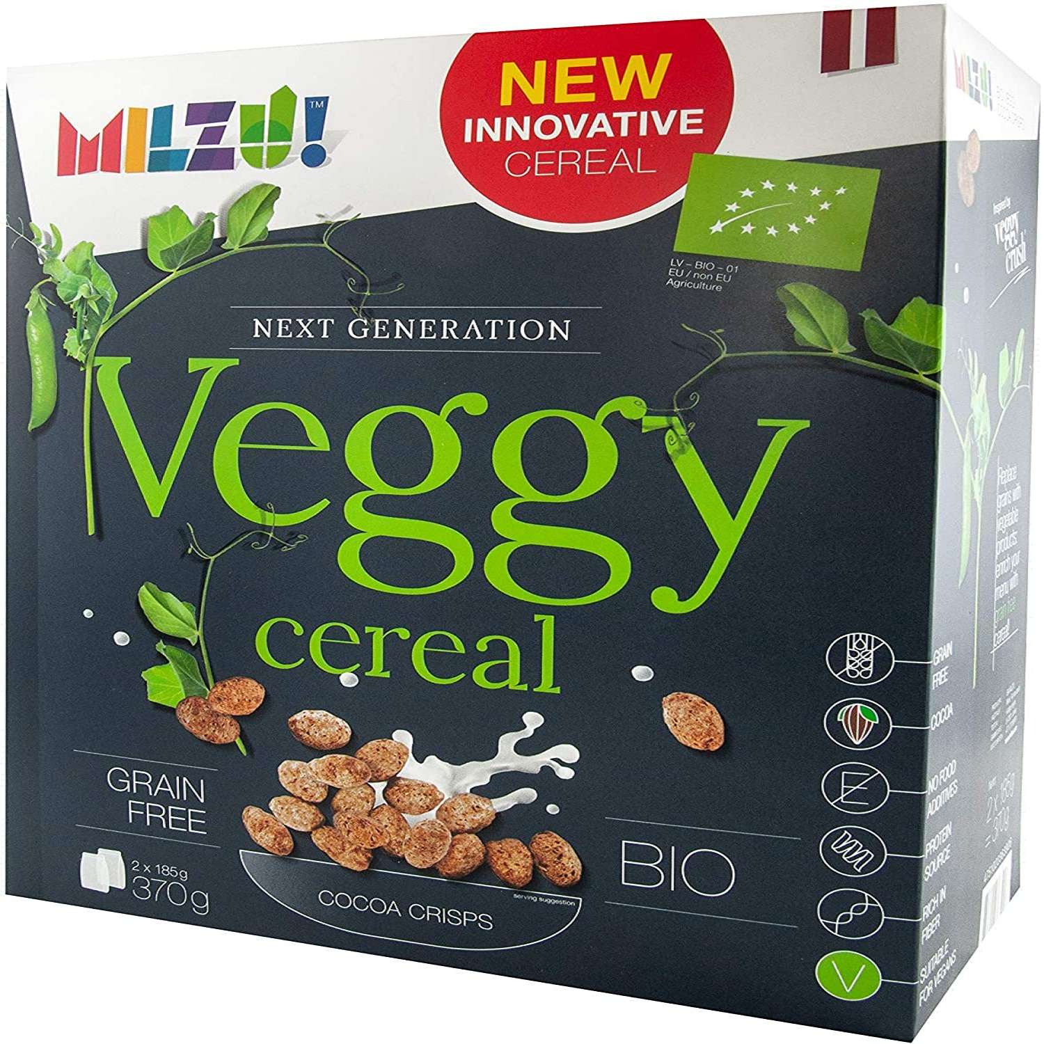 Сухой завтрак MILZU Белковые хлопья с какао Organic Bio 370г - фото 1