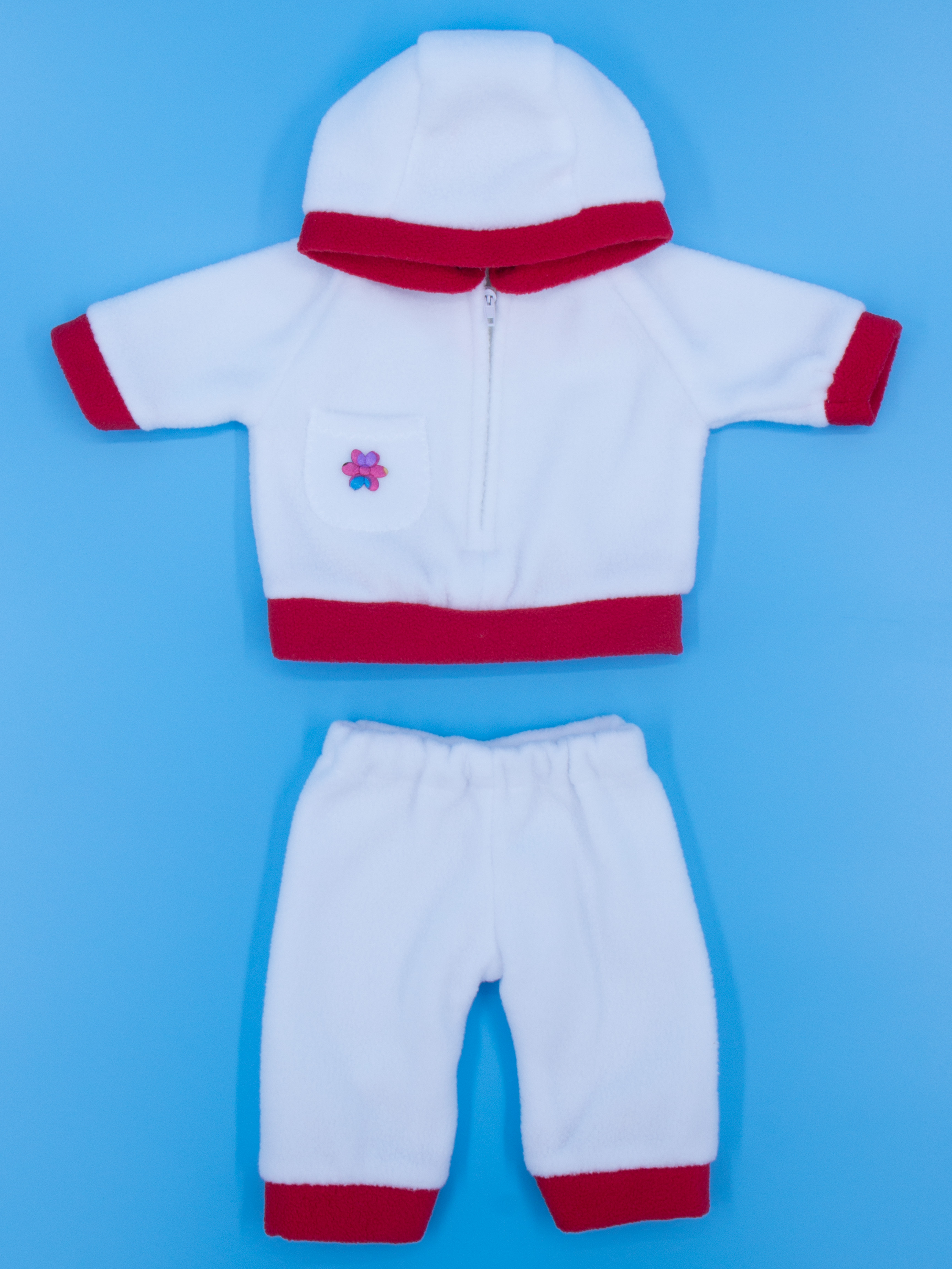 Комплект одежды МОДНИЦА для пупса 43-48 см из флиса белый-красный 6103белый&amp;красный - фото 8