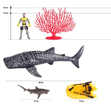 Игровой набор Chap Mei Большая китовая акула 38 см и аквалангист
