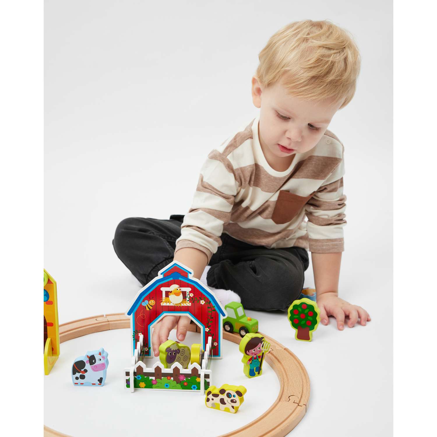 Набор игровой BabyGo железная дорога деревянная - фото 8