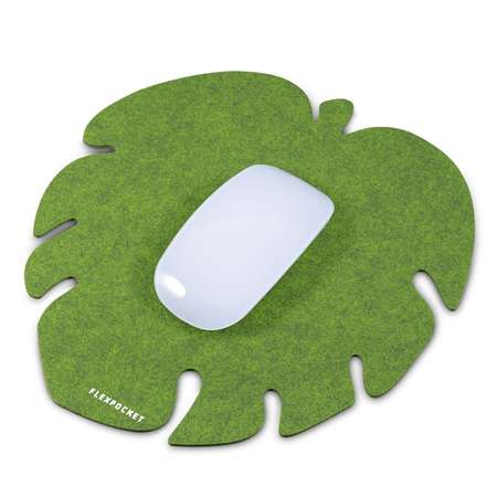 Настольный коврик Flexpocket для мыши в виде листа монстеры 250х250 зеленый