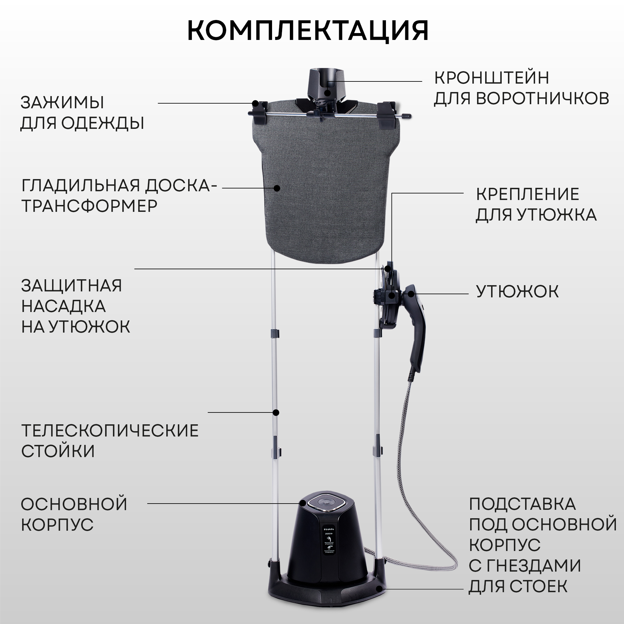 Отпариватель вертикальный 2в1 Planta PLS-V200 2 500 Вт для одежды мебели и  штор купить по цене 17634 ₽ в интернет-магазине Детский мир