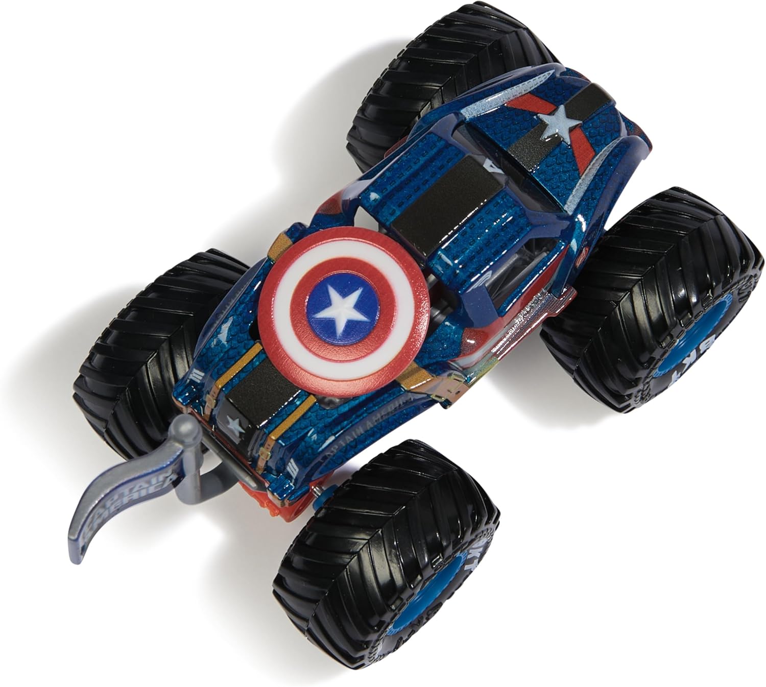 Монстр-трак Monster Jam Marvel Captain America 1:64 синий 6069960 - фото 3