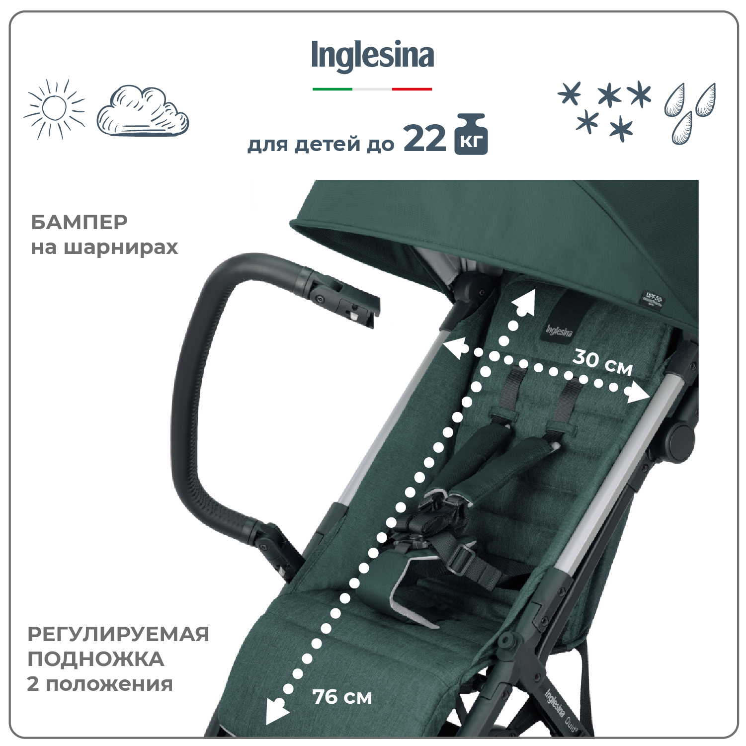 Прогулочная коляска INGLESINA Quid 2 Elephant Grey - фото 4