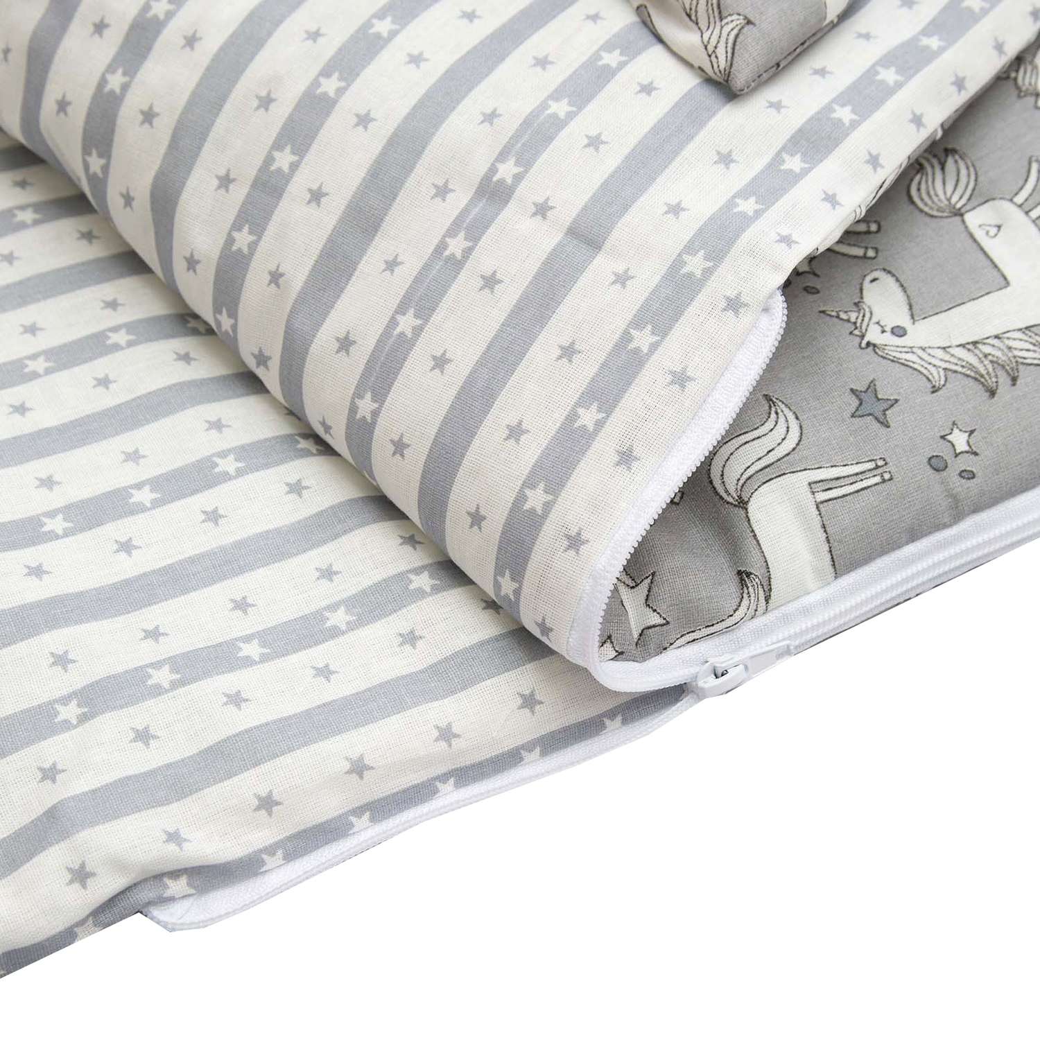 Одеяло-спальный мешок Amarobaby Magic Sleep Сказочные Единорожки Белый-Серый - фото 4