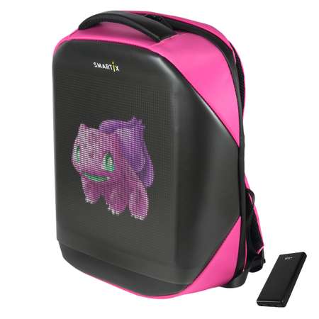 Рюкзак с экраном SMARTIX LED 4S PLUS Power Bank в комплекте. Розовый