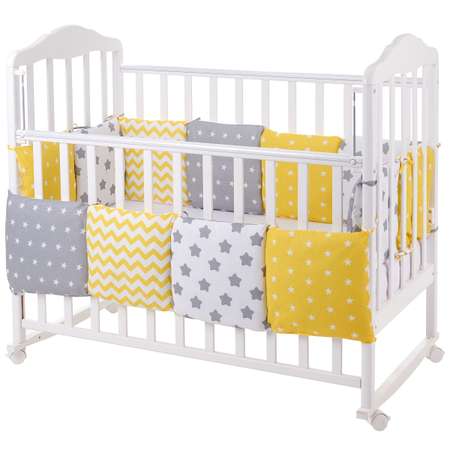 Бортики в кроватку Lemony kids Twin Желтый/серый 12 частей
