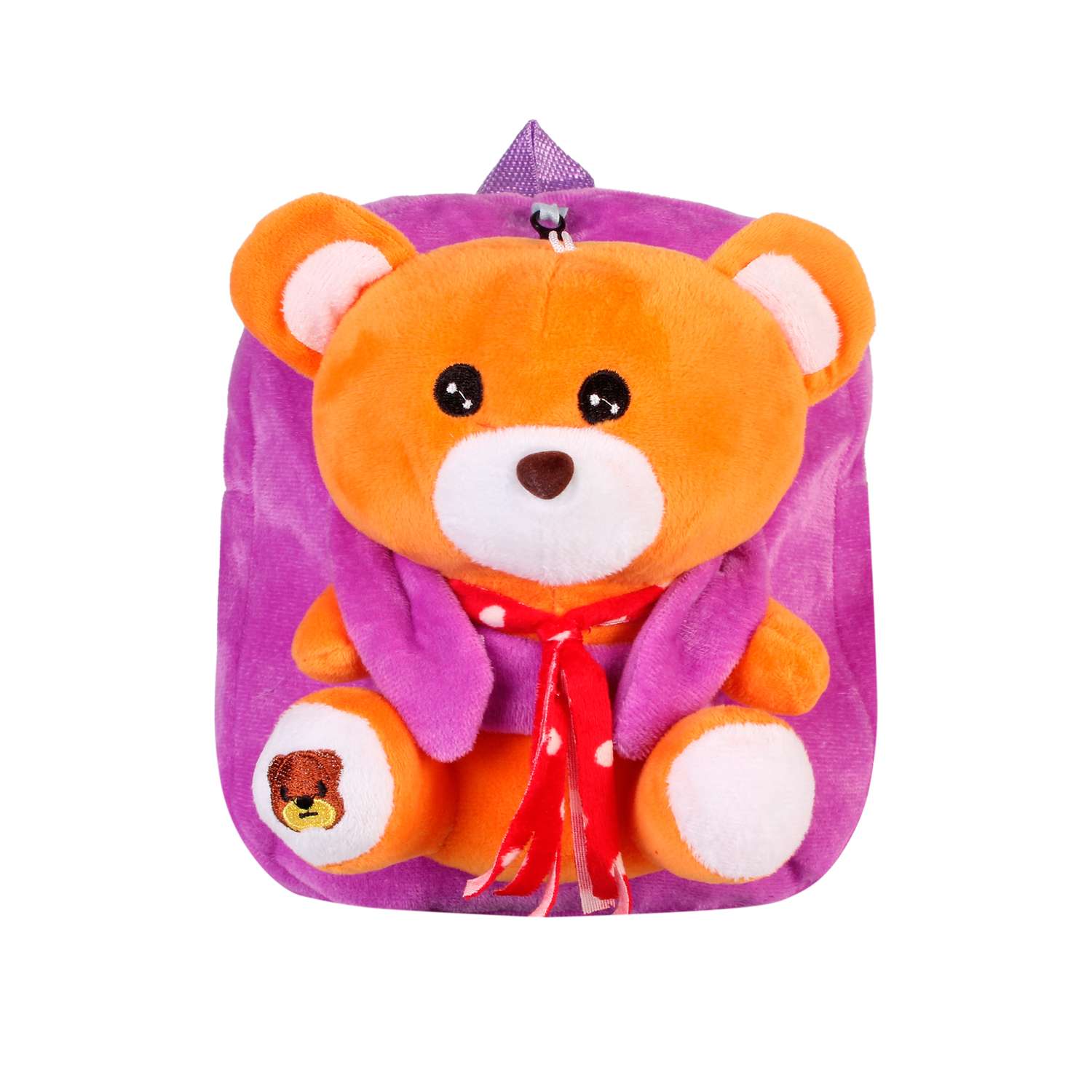 Рюкзак с игрушкой Little Mania фиолетовый Мишка кэмел - фото 1