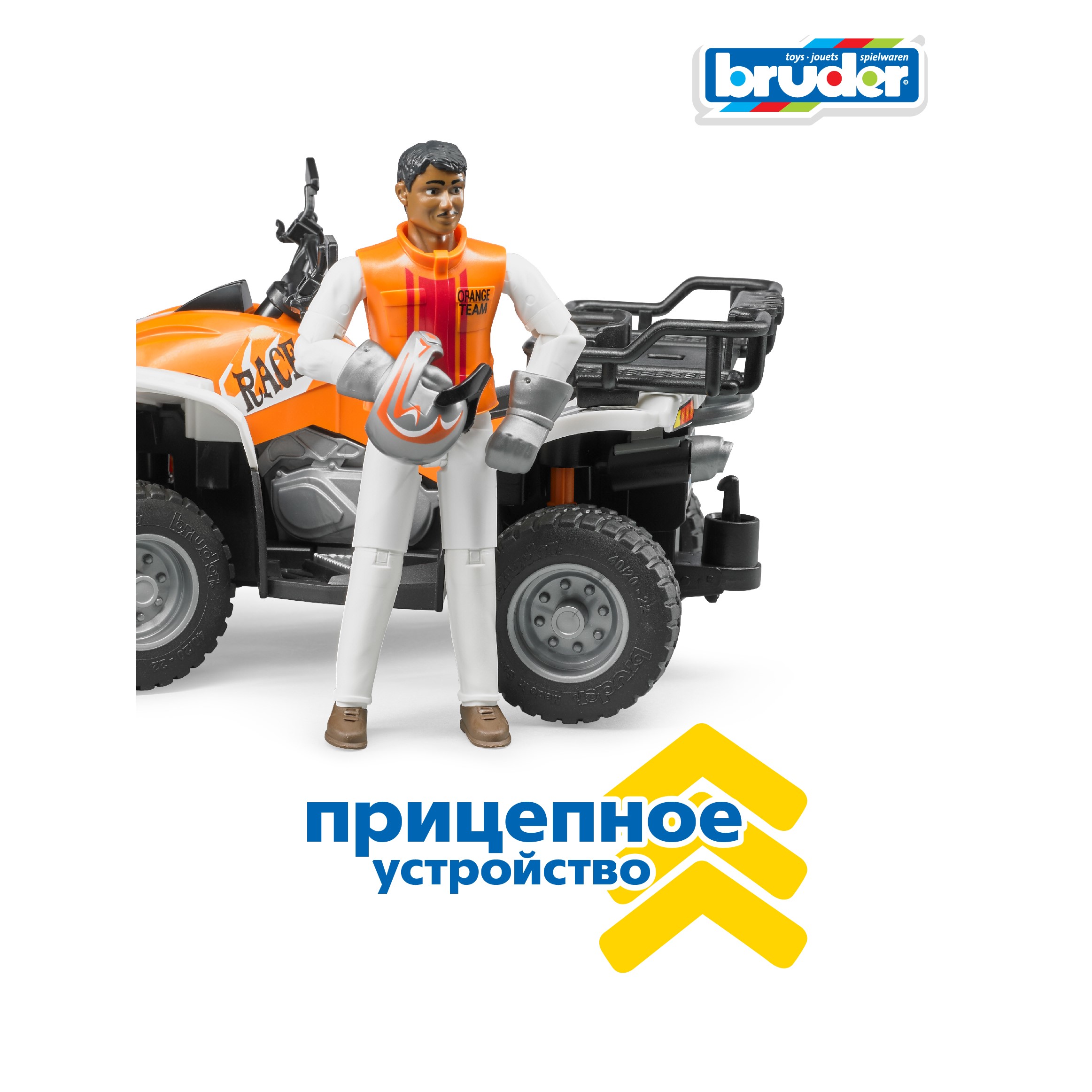 Квадроцикл Bruder 1:16 фрикционный желтый 63-000 - фото 6