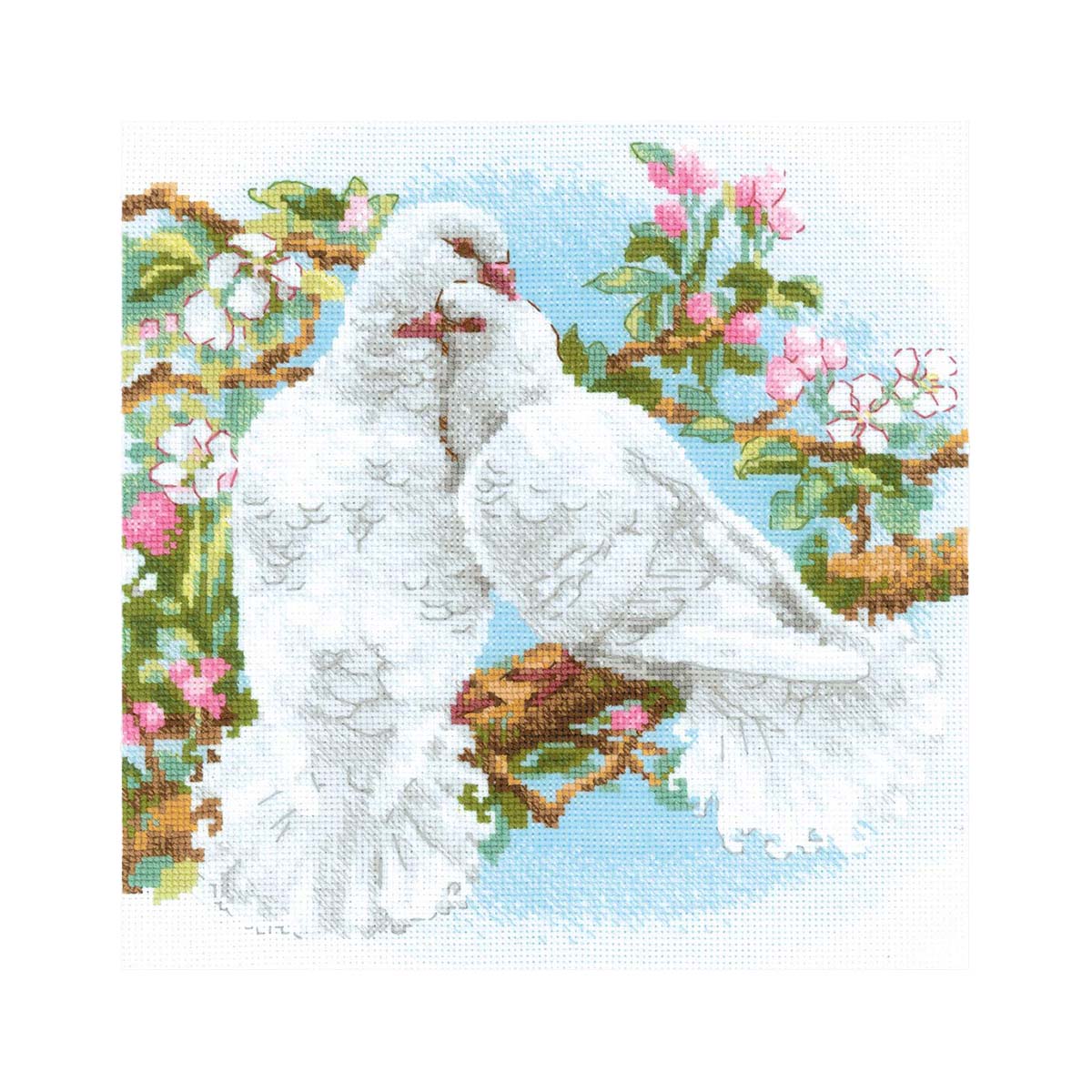 Набор для вышивания Риолис крестом 1856 Белые голуби25х25см - фото 1