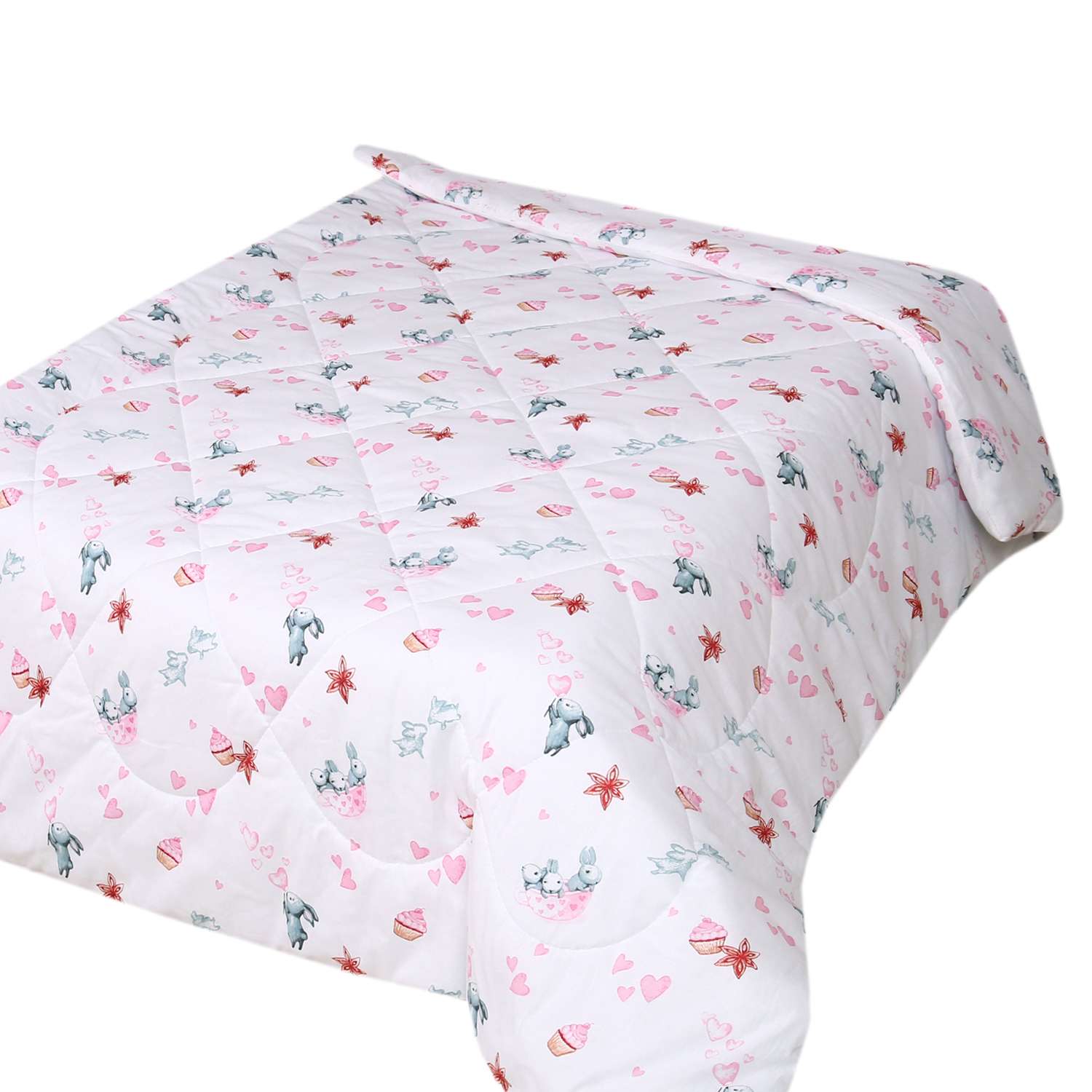 Одеяло Спаленка-kids детское всесезонное Rainbow 1.5-спальное зайчата-розовые - фото 2