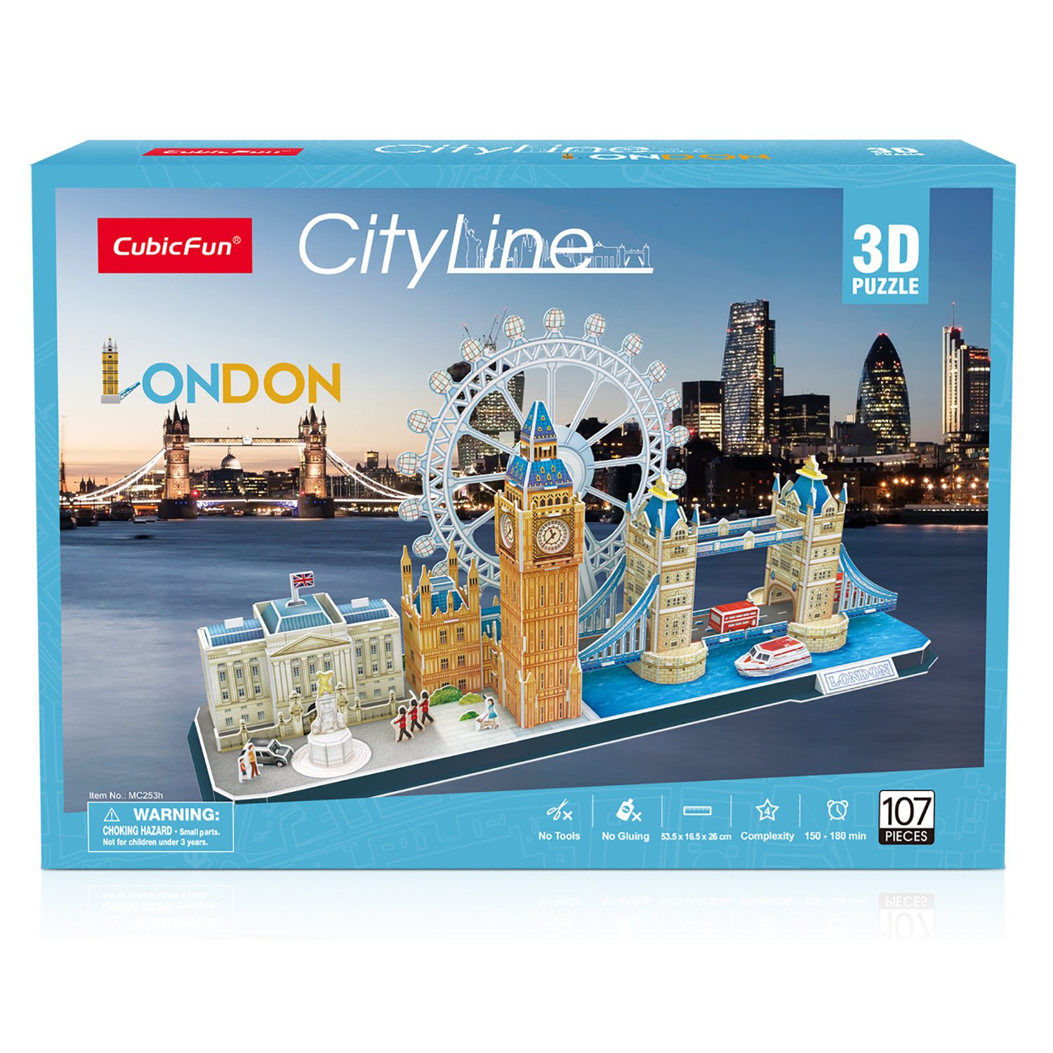 Пазл CubicFun Лондон CityLine 3D 107деталей MC253h