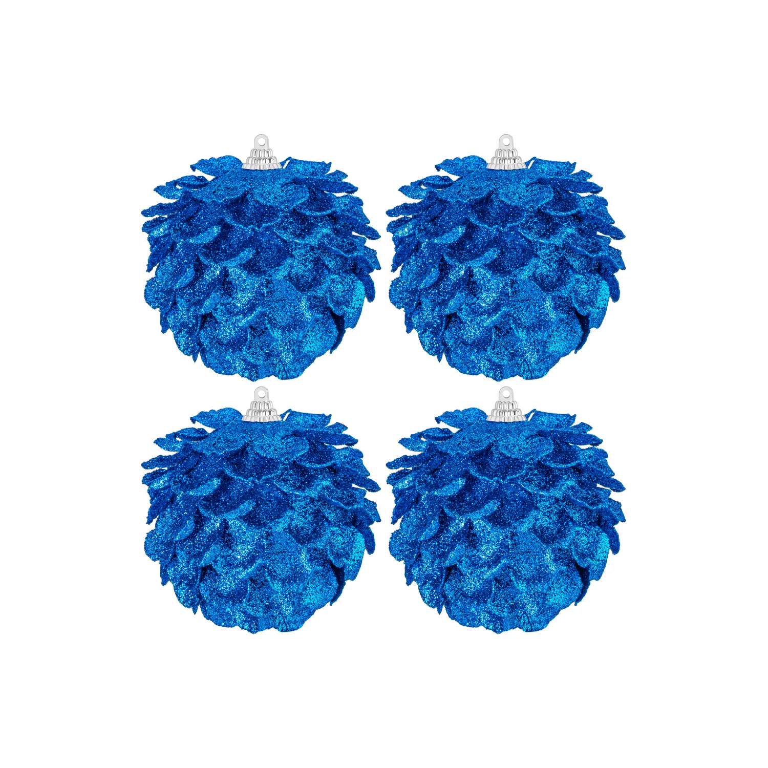 Набор Elan Gallery 4 новогодних шаров 10х10 см Синяя шишка - фото 3