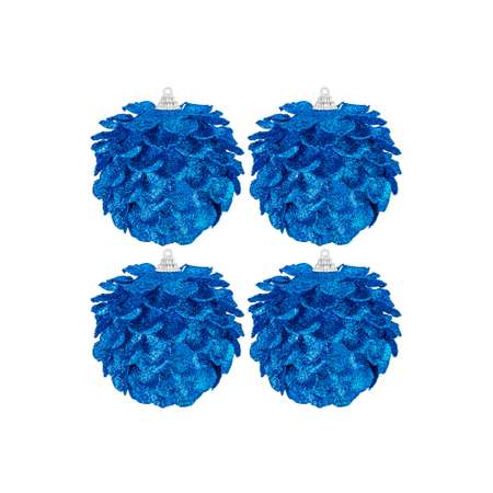 Набор Elan Gallery 4 новогодних шаров 10х10 см Синяя шишка