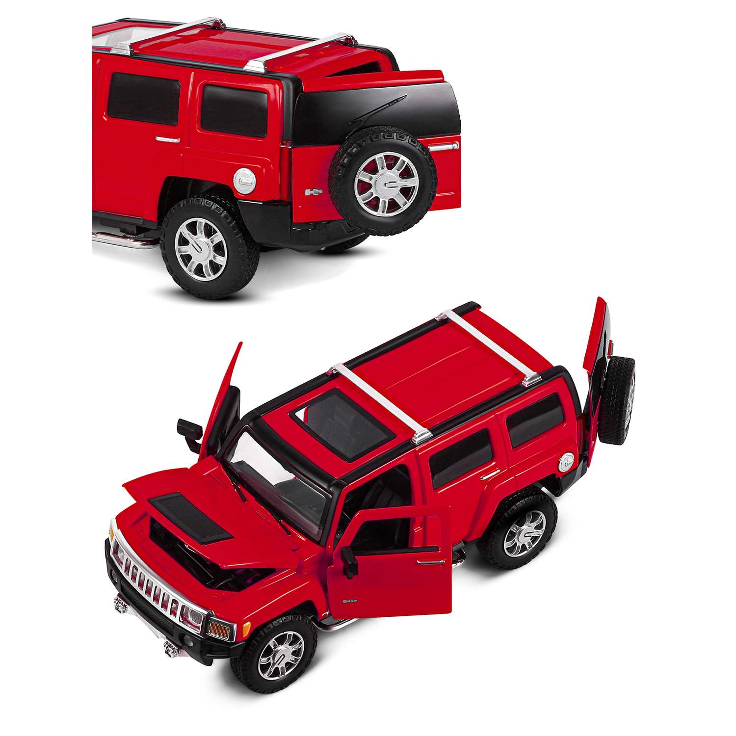 Машинка металлическая АВТОпанорама игрушка детская Hummer H3 1:24 красный JB1200221 - фото 9