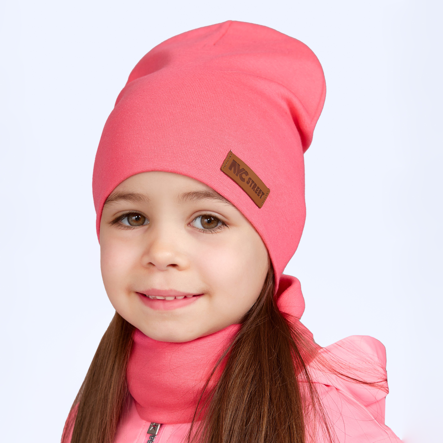 Шапка и снуд NYCkids NYC-H-67-plainG-pink - фото 3