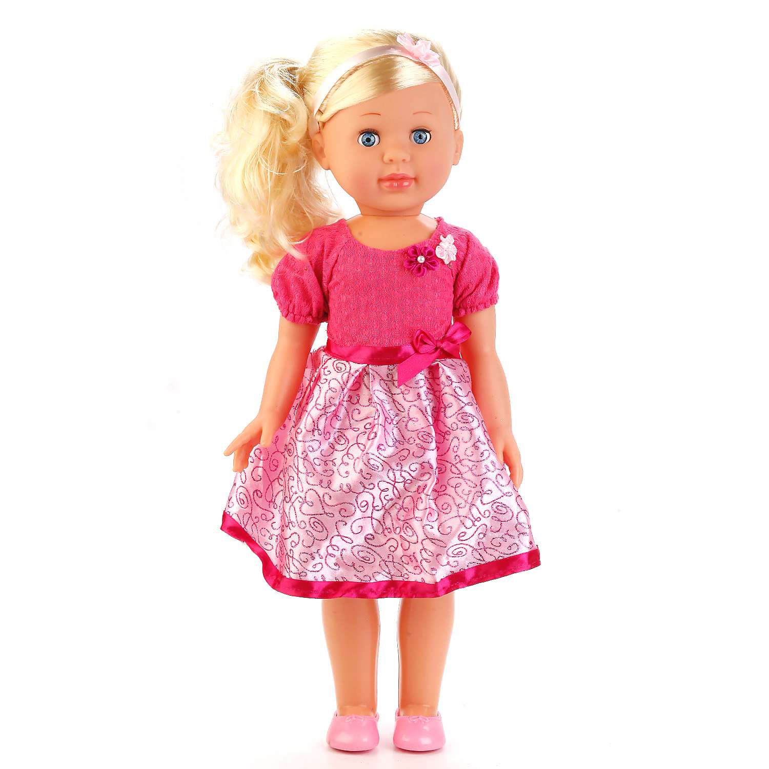 Кукла Карапуз интерактивная в платье с розовой юбкой 240429 - фото 1