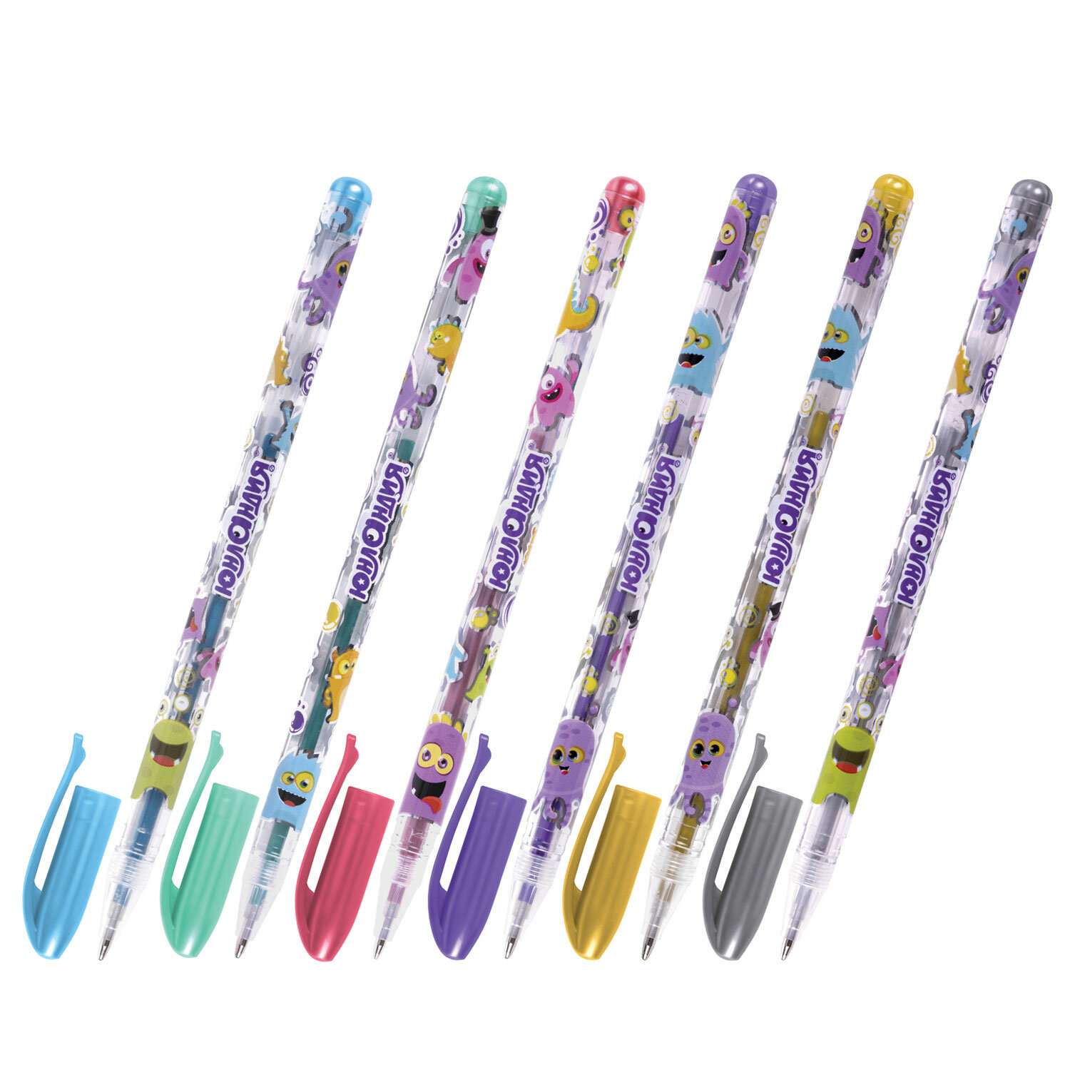 Ручки гелевые Юнландия цветные набор 6 штук для школы тонкие металлик - фото 3