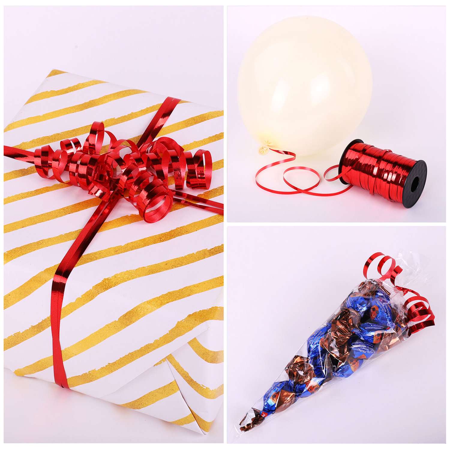 Лента упаковочная Золотая сказка декоративная для воздушных шаров и подарков - фото 6