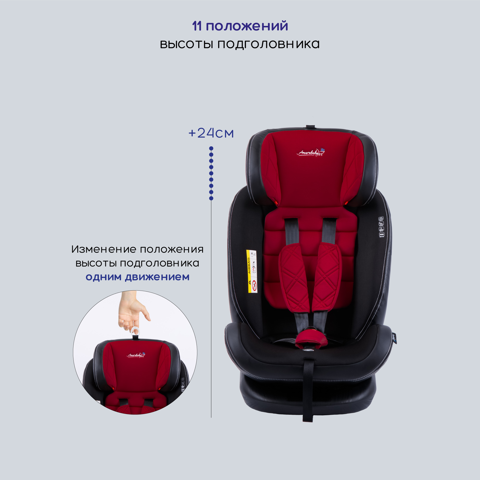 Автокресло детское AmaroBaby ST-3 Isofix класс D группа 0+ 1 2 3 красный - фото 10