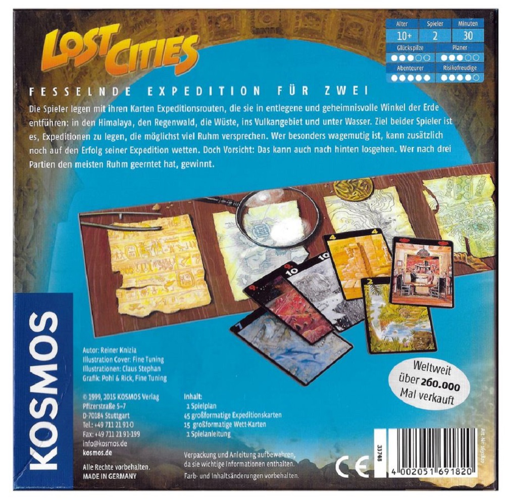 Настольная игра KOSMOS Lost Cities Card Game Затерянные города Карточная  игра купить по цене 3182 ₽ в интернет-магазине Детский мир