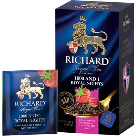 Чай черный и зеленый Richard 1000 and 1 Royal Nights со вкусом клубники и винограда 25 пакетиков