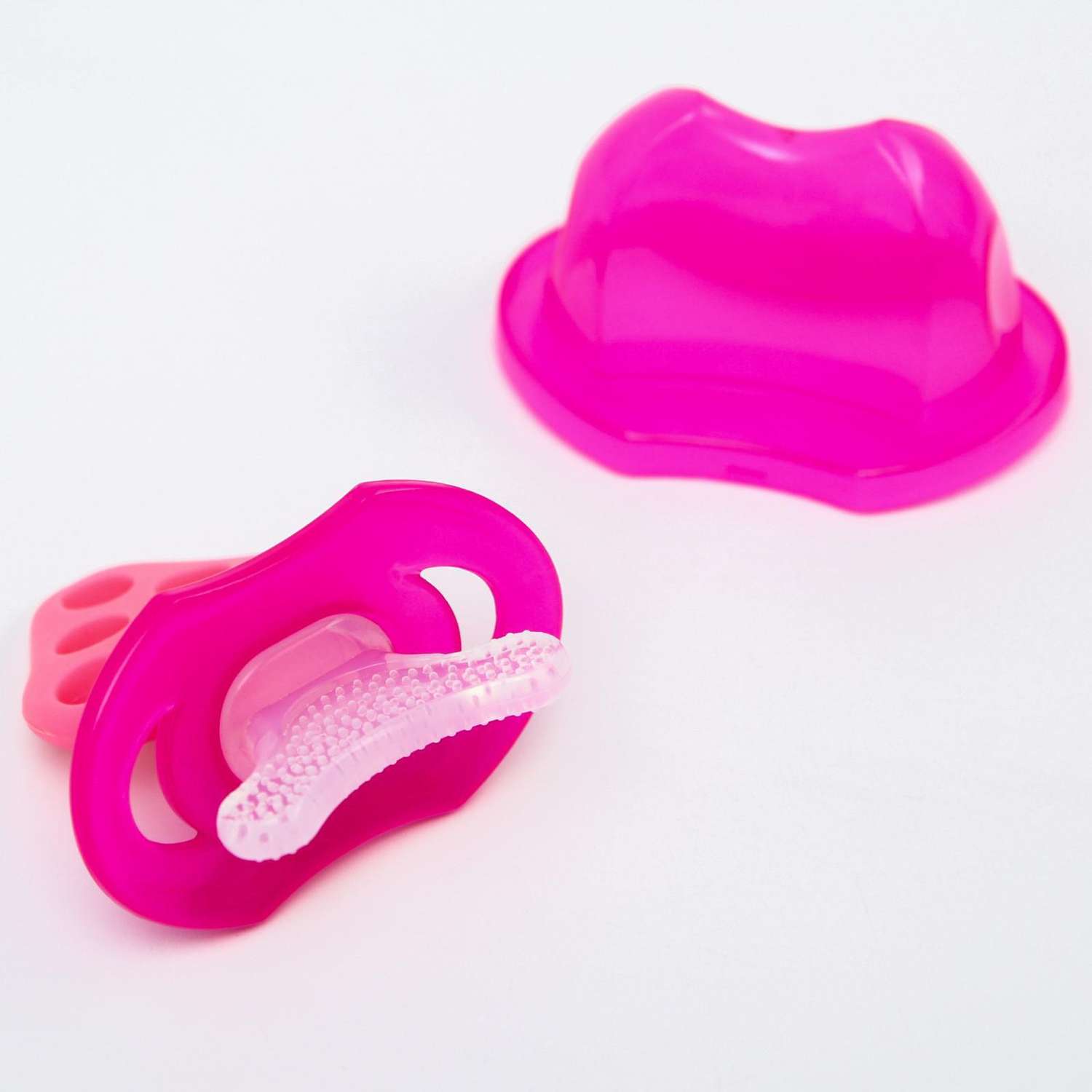 Прорезыватели Крошка Я Прорезыватель силиконовый для передних зубов розовый с колпачком - фото 3