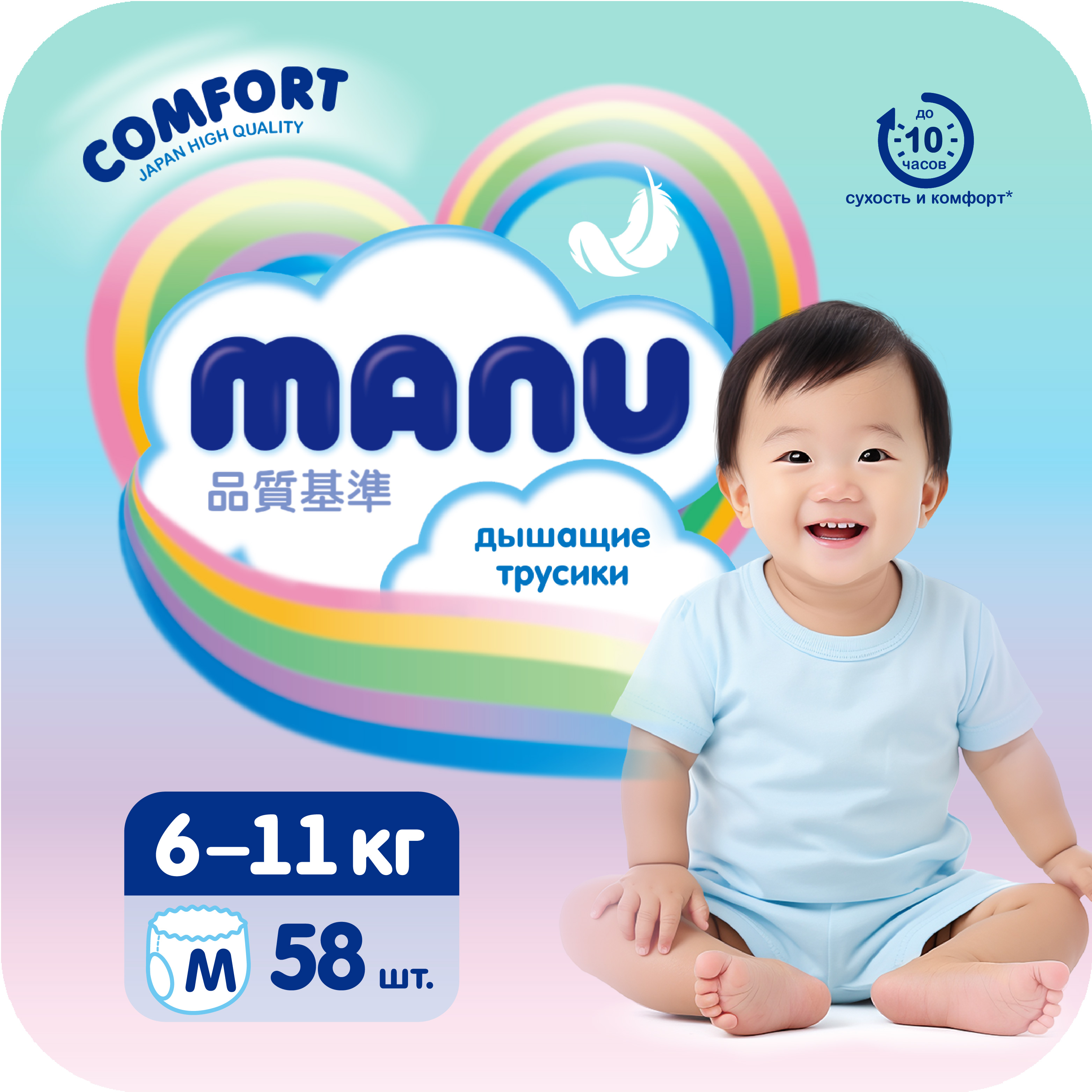 Подгузники-трусики MANU Comfort M 6-11 кг 58шт купить по цене 899 ₽ в  интернет-магазине Детский мир