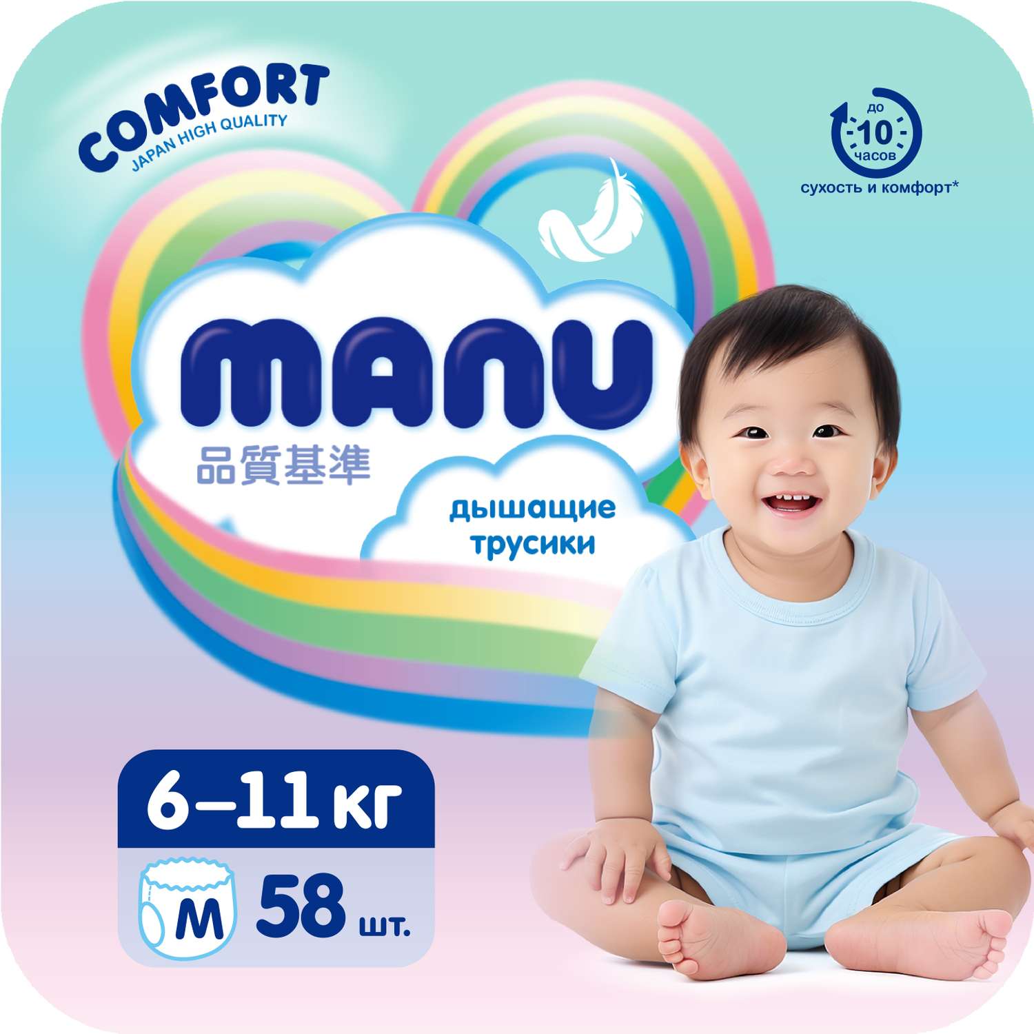 Подгузники-трусики Manu Comfort M 6-11 кг 58шт - фото 1