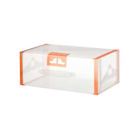 Набор El Casa 4-х коробок для хранения мужской обуви 35х21х14 см Оранжевая кайма. складные. с ручкой