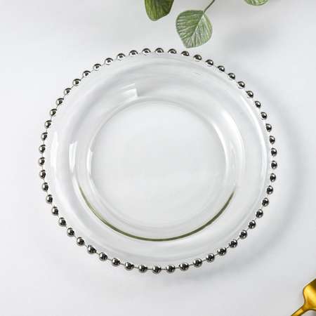 Тарелка Sima-Land стеклянная десертная «Орбита» d=21 см цвет серебряный