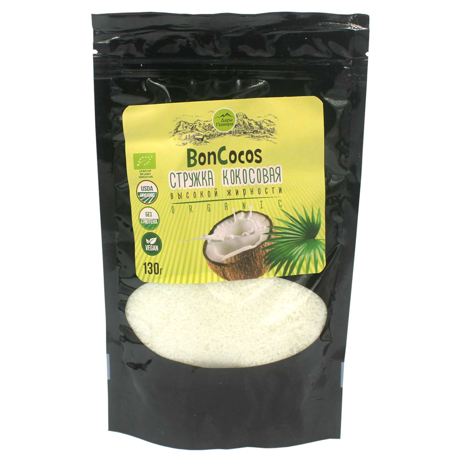 Стружка Дары Памира Boncocos кокосовая высокой жирности 130г - фото 1