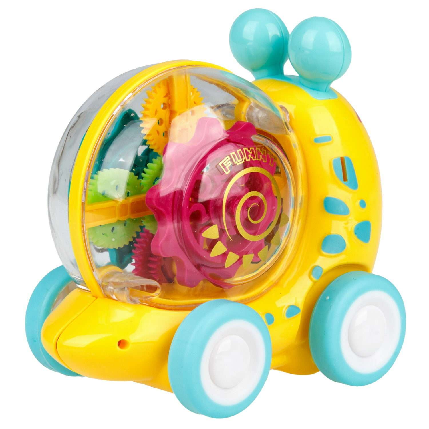 Интерактивная игрушка 1TOY Улитка прозрачная с световыми эффектами желтый - фото 2