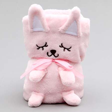 Мягкая игрушка-плед Sima-Land «Котик» 20 см цвет розовый