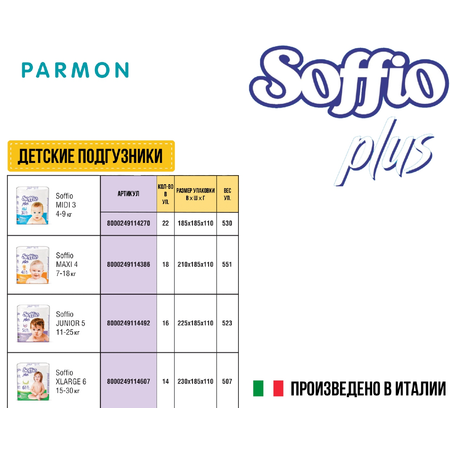 Подгузники SOFFIO Junior 5 16 шт - для детей весом от 11 до 25 кг