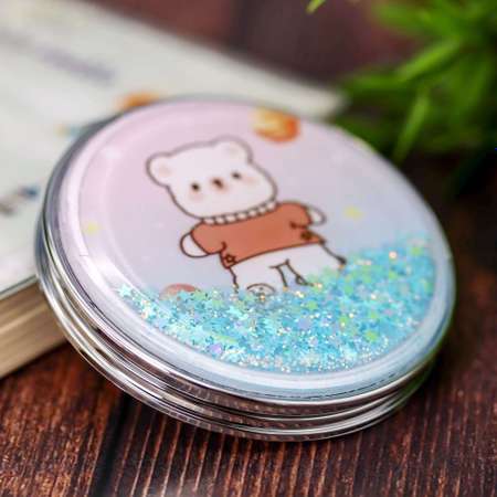 Зеркало карманное iLikeGift Cosmos bear blue с увеличением