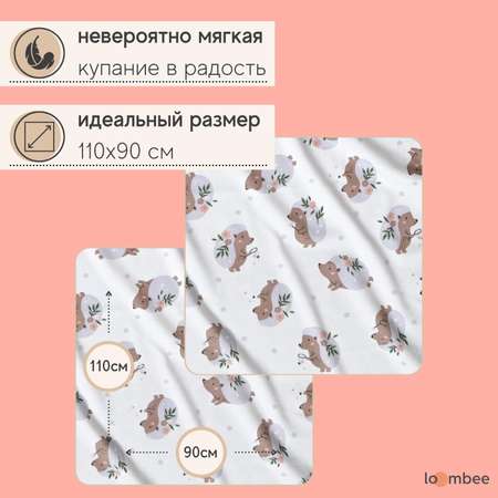 Пеленка loombee трикотажная 90x110 см хлопковая Ежики 2 шт